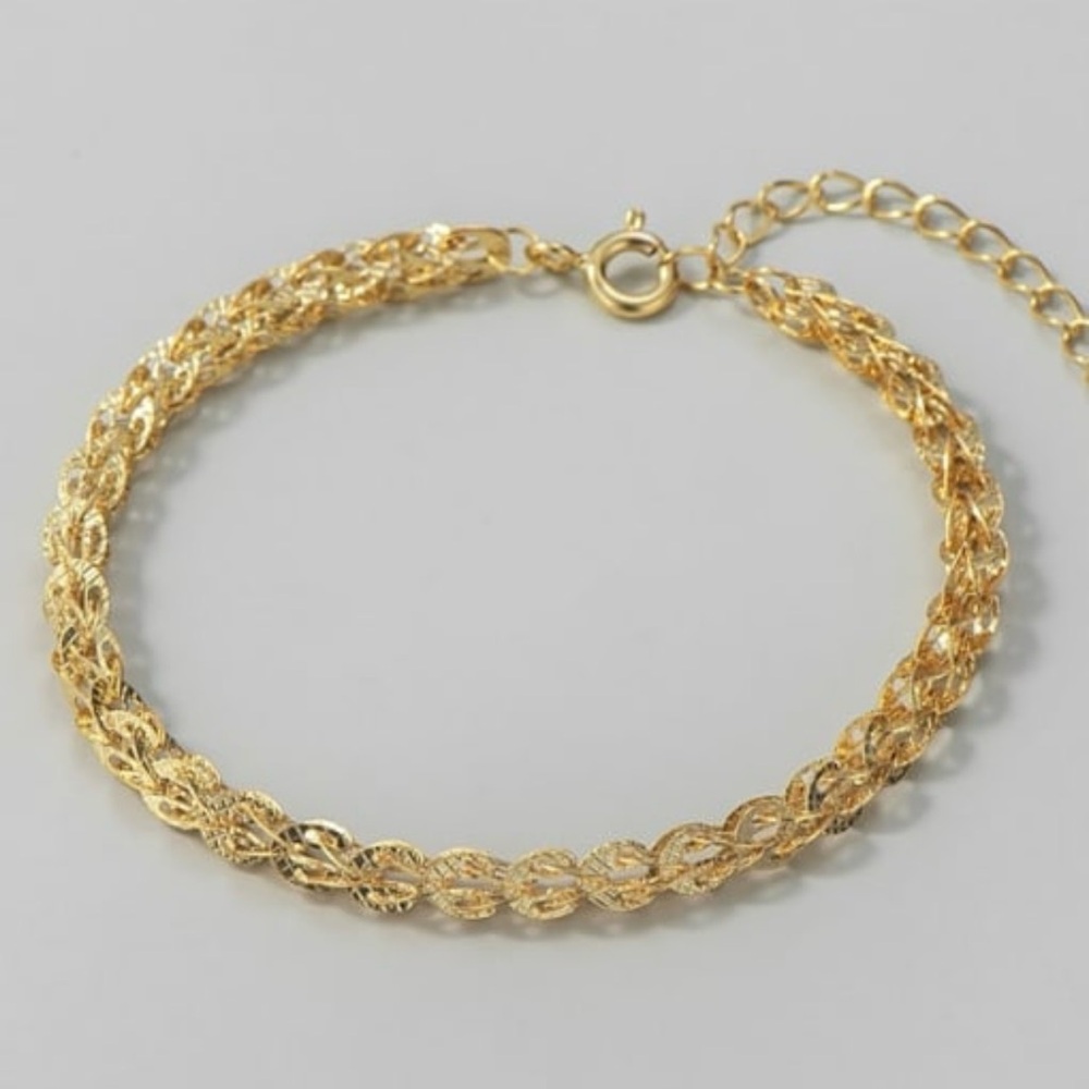 18k gold Plated over Solid 925 Sterling Silver Link Bracelet E7-1828